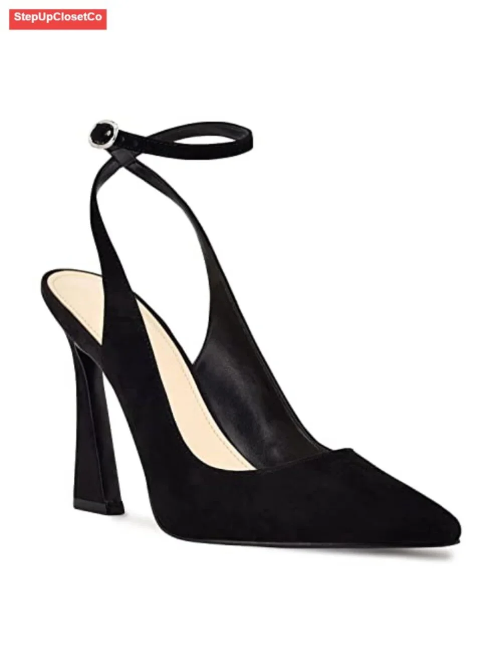 Womens Pointed Toe Slingback Heels High Heel Wedding Pumps Faux Leather